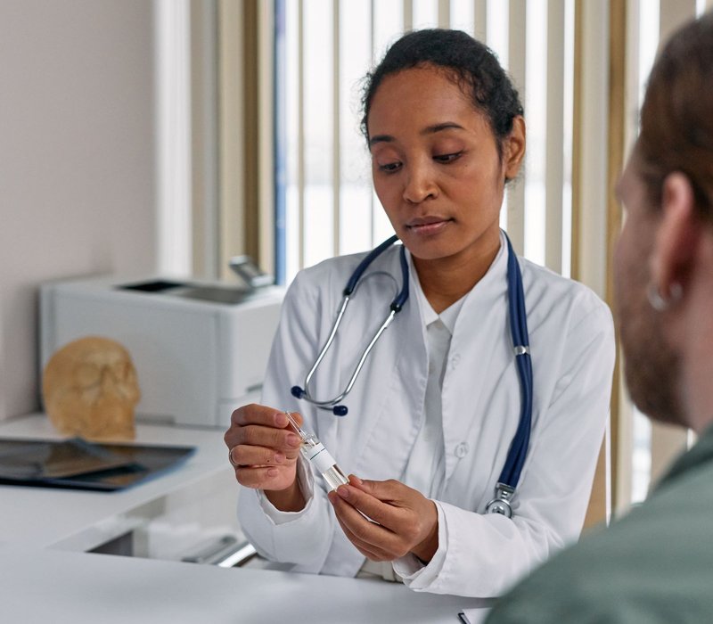 Psychiatric provider explaining a prescribed medication to a patient